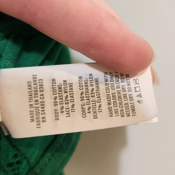 Aerie Ribbed Lace Bra Top Green Alpine Layered Strappy Textured Size Small - Picture 9 of 10